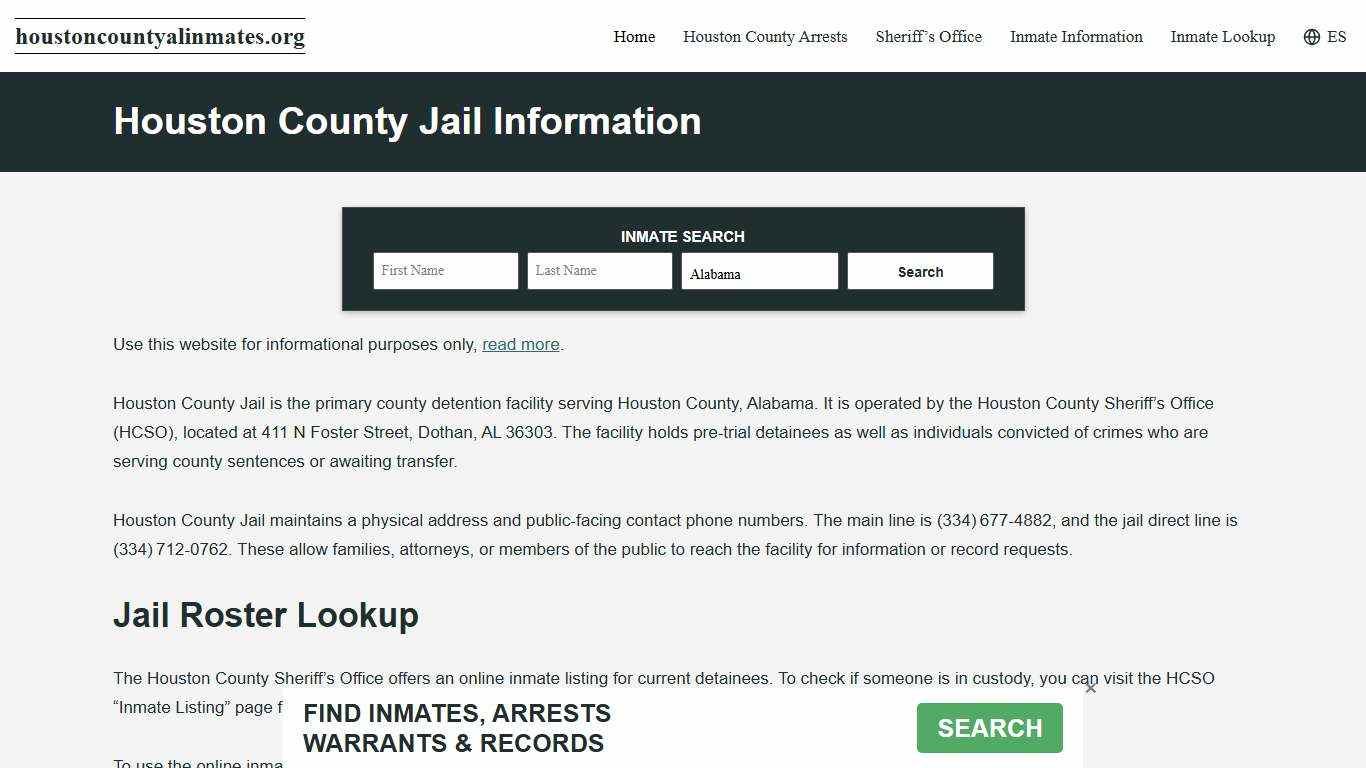 Houston County, AL Jail Roster, Inmate Info