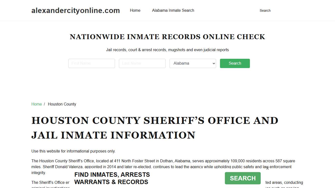 Houston County Sheriff, AL, Jail Inmate Search, Recent Arrests
